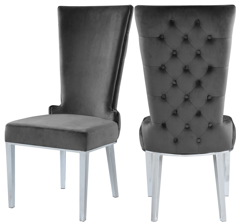 Serafina Velvet Dining Chair  Set of 2   Contemporary   Dining Chairs   by Meridian Furniture  Houzz