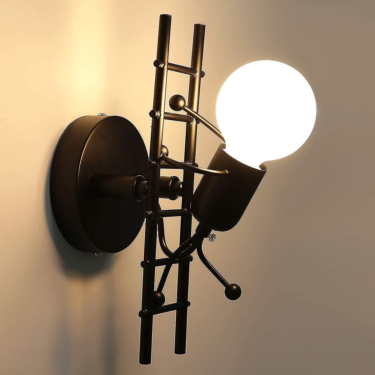 E27 Led Humanoid Wall Sconce，creative Indoor Metal Wall Lamp(creep，black)