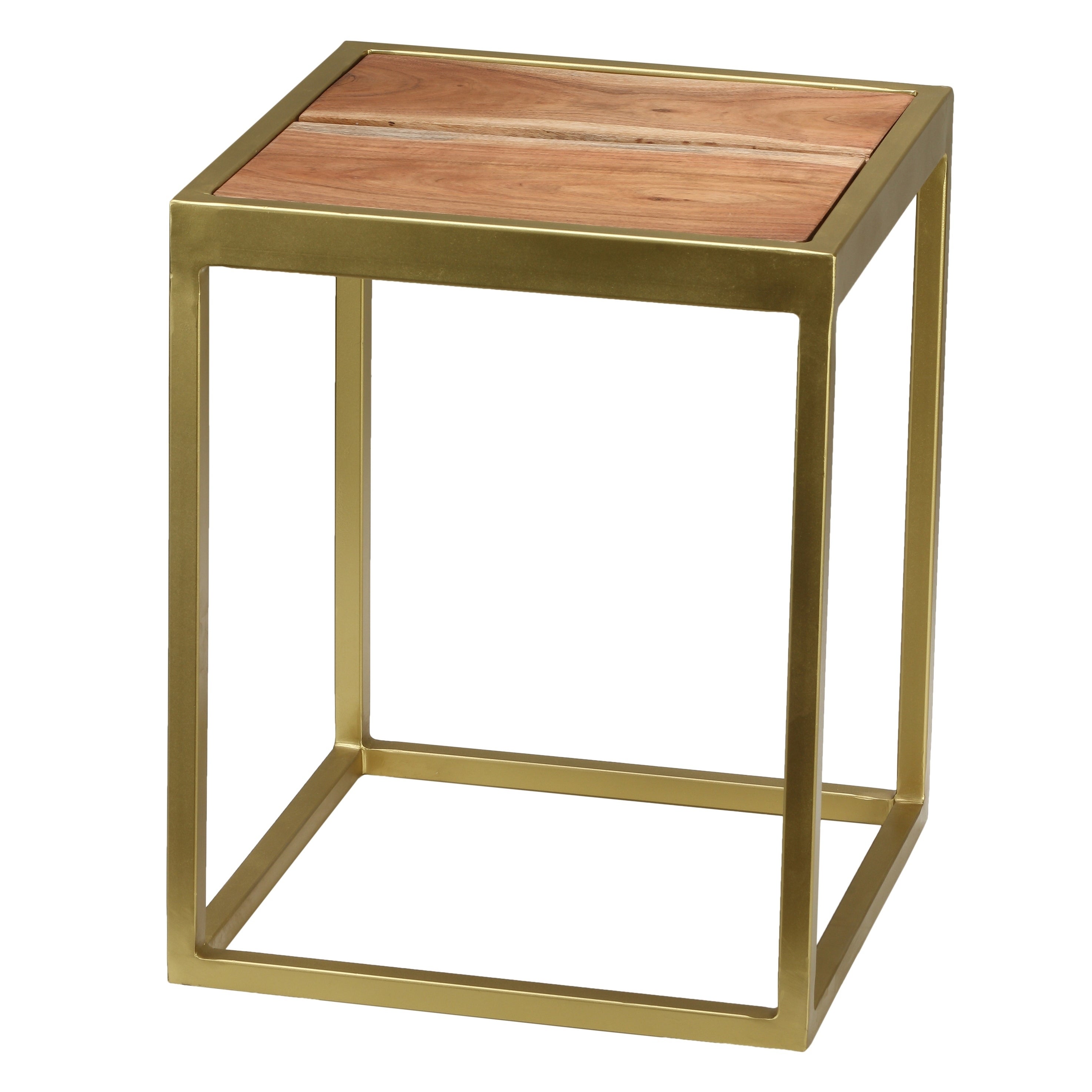 Bare Decor Dixie Brushed Gold and Wood End Table