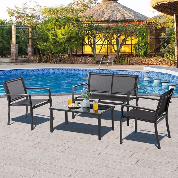 Futzca 4Piece Outdoor Patio Furniture Set，Textilene Bistro Patio Set