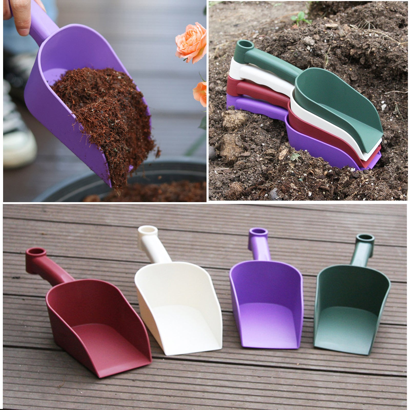 4 plastic garden hand shovel for small soil shovel, shovel, pet food, sand shovel for children and adults