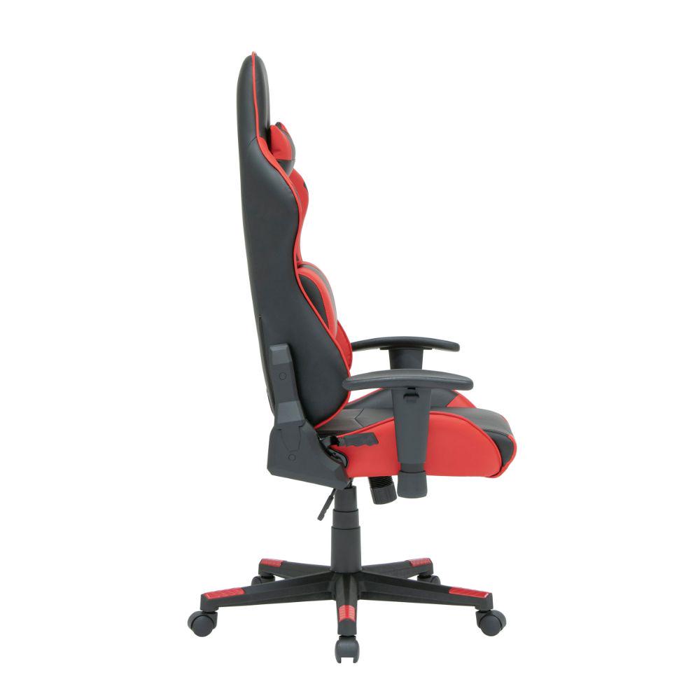 SD Height and Tilt Adjustable High Back Office Gaming Chair with Removable Lumbar and Headrest Pillow  Black and Racing Red PU