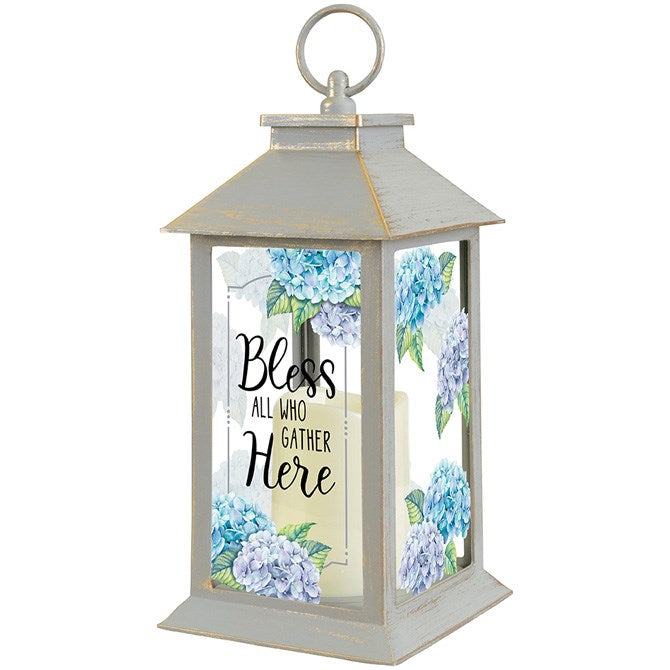 Lantern w/LED Candle and Timer-Bless All (13