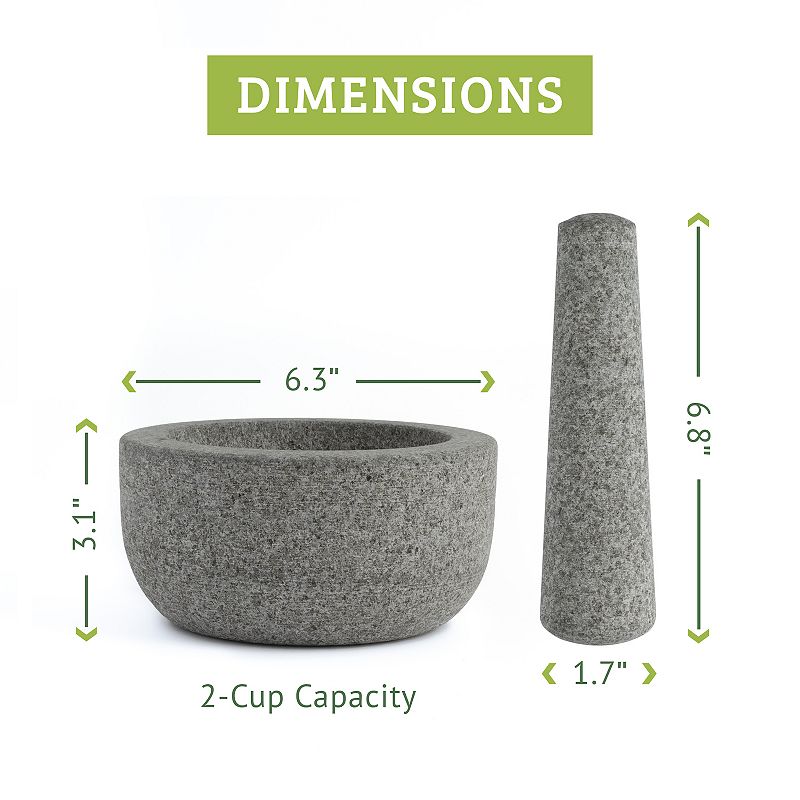 Chef Tacos Mortar And Pestle Set Granite， 6-inch 2-cup Capacity  (grey ， 2 Cup)