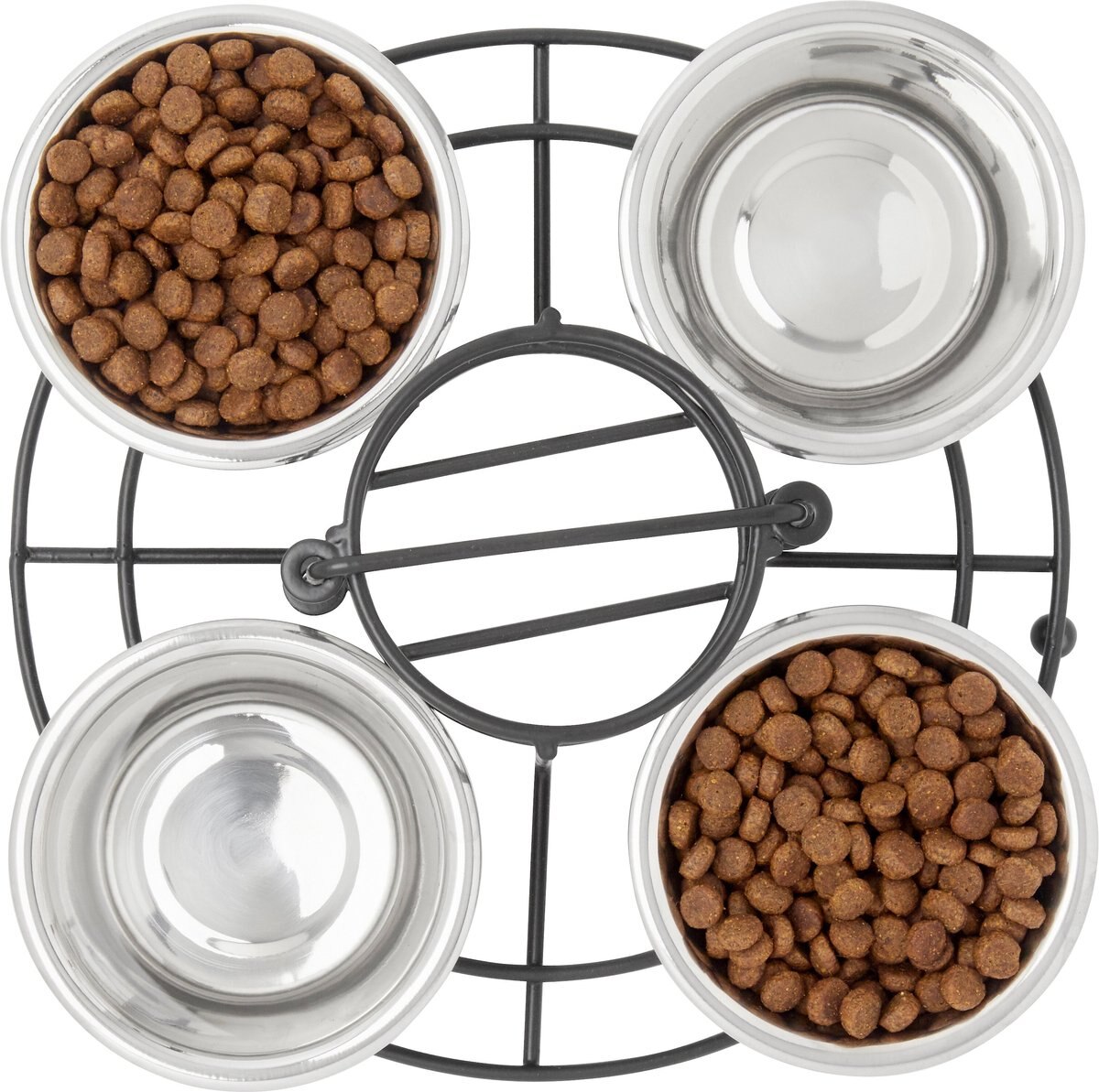 Frisco Multi Pet Feeding 4-Bowls Stainless Steel Dog and Cat Bowls， 0.5 Cup