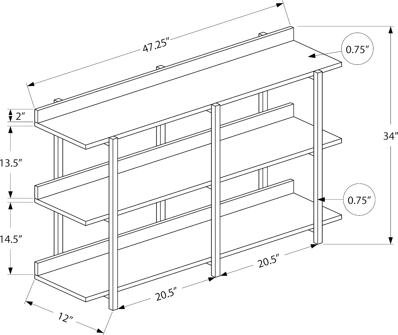 Cameron Gray 3-Tier Console Table