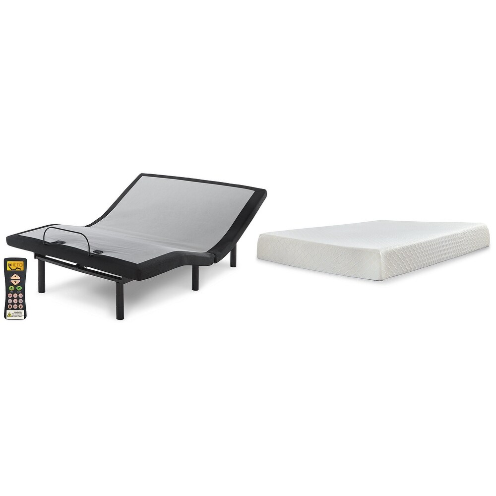 Signature Design by Ashley 10 Inch Chime Memory Foam Black/White 2 Piece Mattress Package