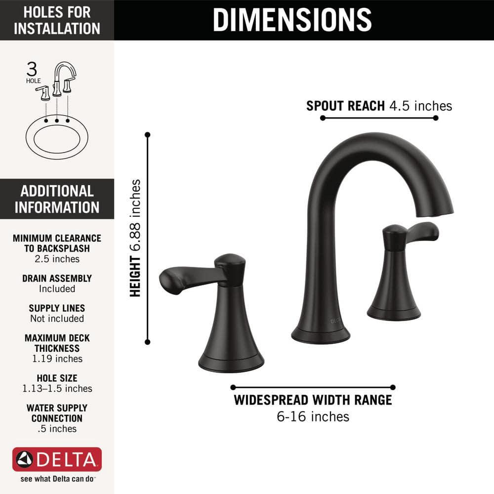 Delta Esato 8 in Widespread Double Handle Bathroom Faucet in Matte Black