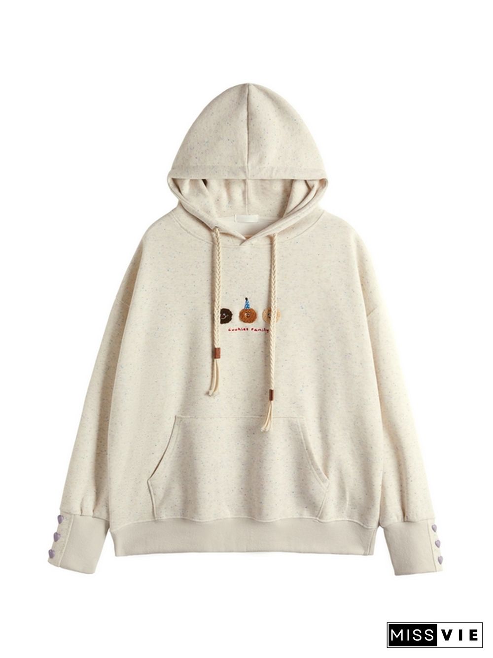 Interesting Flocking Embroidery Drawstring Oversized Hoodie