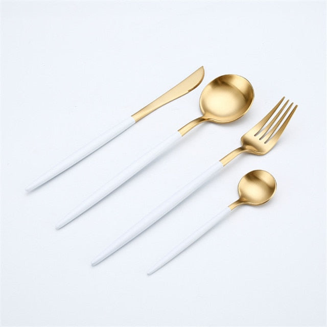 Rose Gold Tableware Set Stainless Steel Cutlery Set Western Food Tableware Luxury Fork Teaspoon Knife Cutlery Set fork spoon