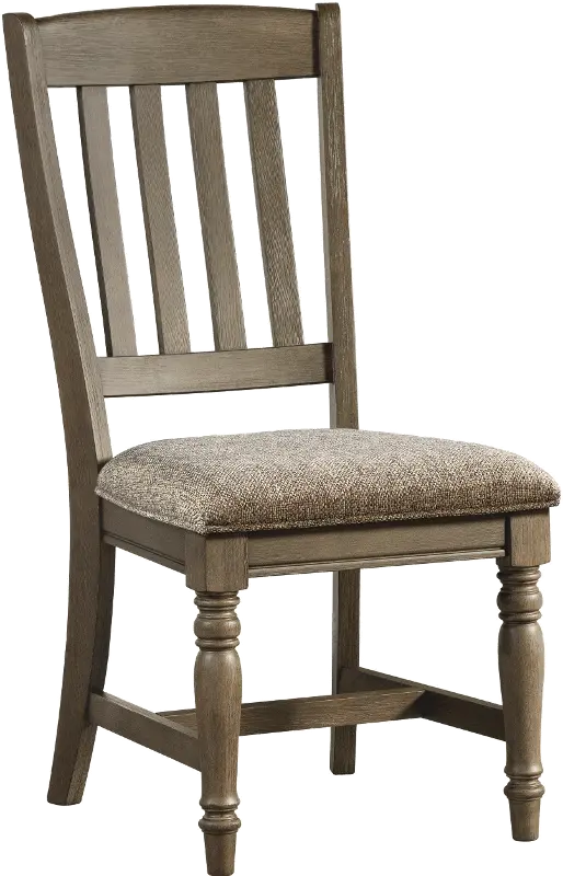 Balboa Park Roasted Oak Slat Back Upholstered Dining Chair