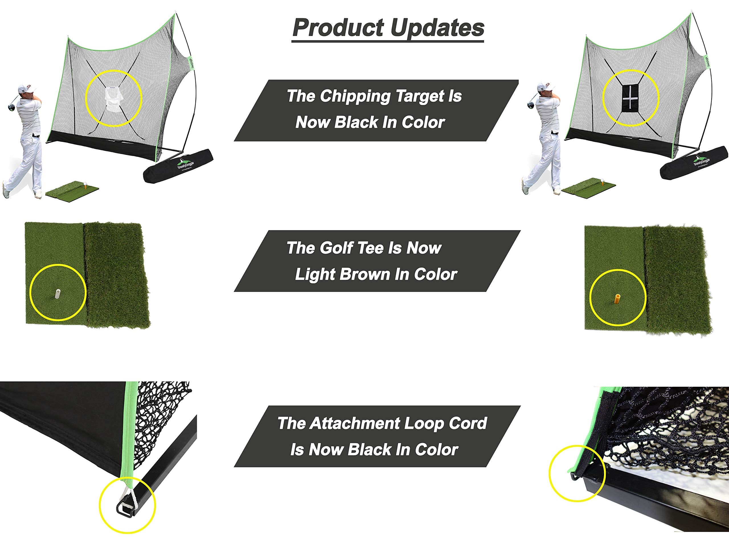 10 x 7ft Golf Net Bundle - Professional Patent Pending Design - Dual-Turf Golf Mat (select 4pc)， Chipping Target and Carry Bag－The Right Choice of Golf Nets for Backyard Driving and Golf Hitting Nets