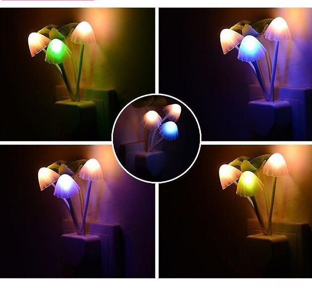 Shxx 2 Pieces Of Mushroom Night Light， Led Night Light For Children And Adults， Wall Light With 7-color Dimming Sensor， Plug-in Bed Light From Dusk To