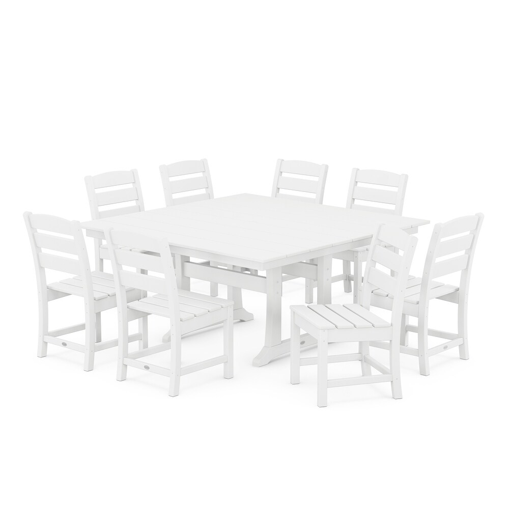 POLYWOOD Lakeside 9 Piece Farmhouse Trestle Dining Set