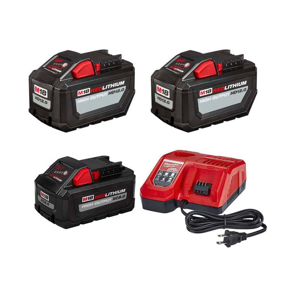 MW M18 18-Volt Lithium-Ion High Output 12.0Ah Battery Pack 12.0Ah. Battery and 8.0ah Starter Kit 48-11-1812-48-11-1812-48-59-1880