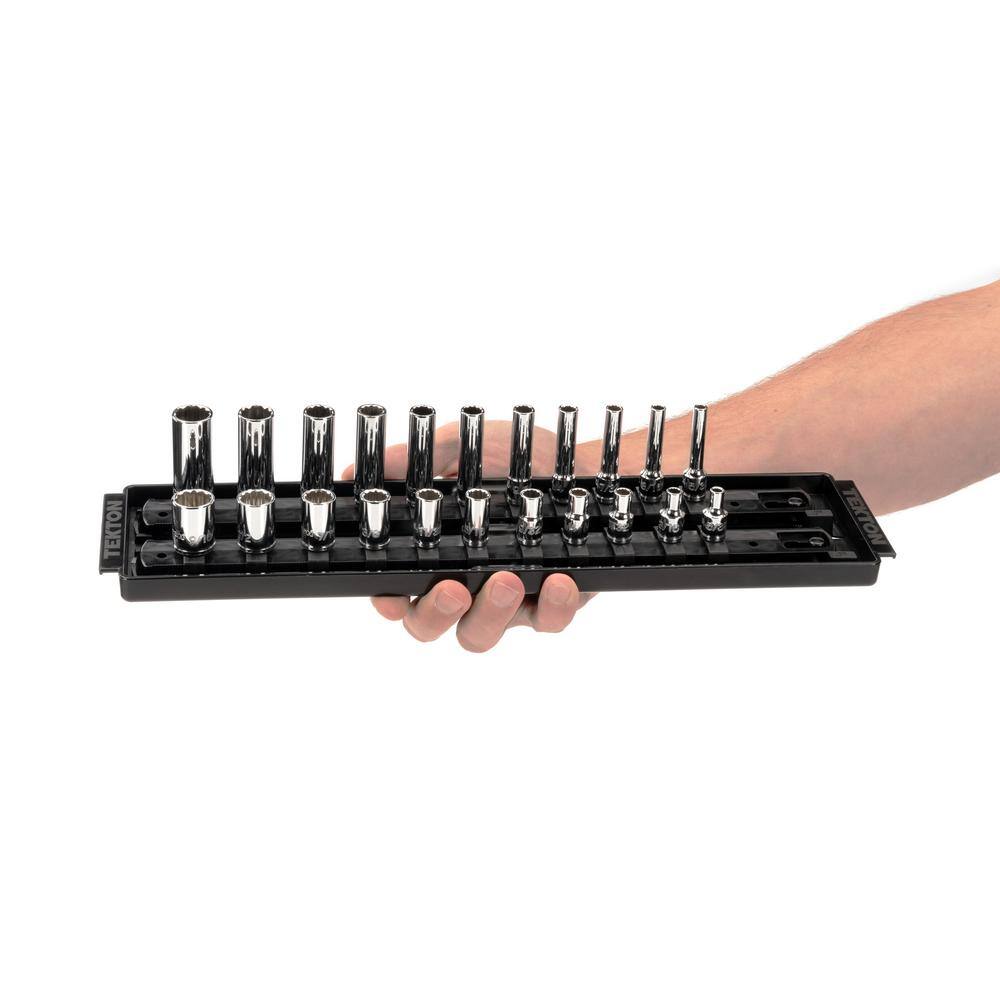 TEKTON 14 in. Drive 12-Point Socket Set with Rails (532 in.-916 in.) (22-Piece) SHD90213