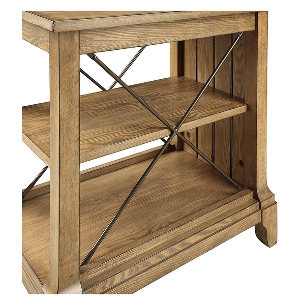 Wooden Side Table With 2 Compartments - 24 H x 24 W x 16 L Inches