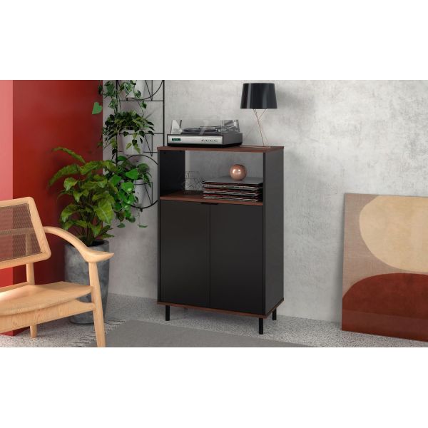 Mosholu Accent Cabinet in Black and Nut Brown