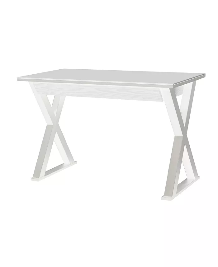 Walker Edison Home Office 48 Glass Metal Computer Desk - White