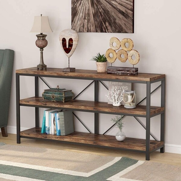 Sofa Table， 3 Tiers Console Table， Narrow Long Sofa Table