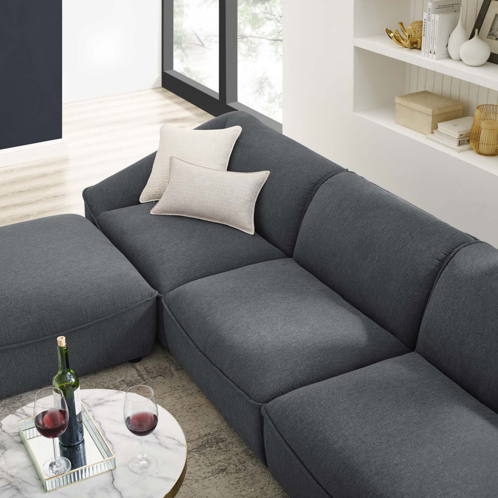 Sectional Sofa Set  Fabric  Dark Gray  Modern  Living Lounge Hospitality   Transitional   Sectional Sofas   by House Bound  Houzz