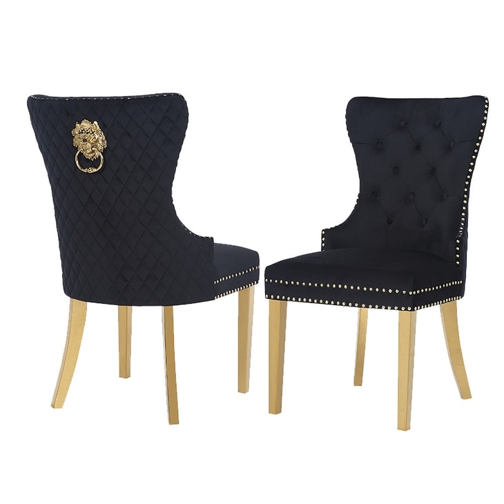 Simba Gold Legs Dinning Chair Finish with Velvet Fabric   2 Chair per Box