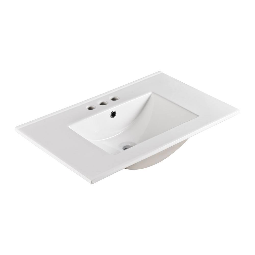 Bellaterra Home Serres 30 in. Drop-In Ceramic Bathroom Sink in White BT3018