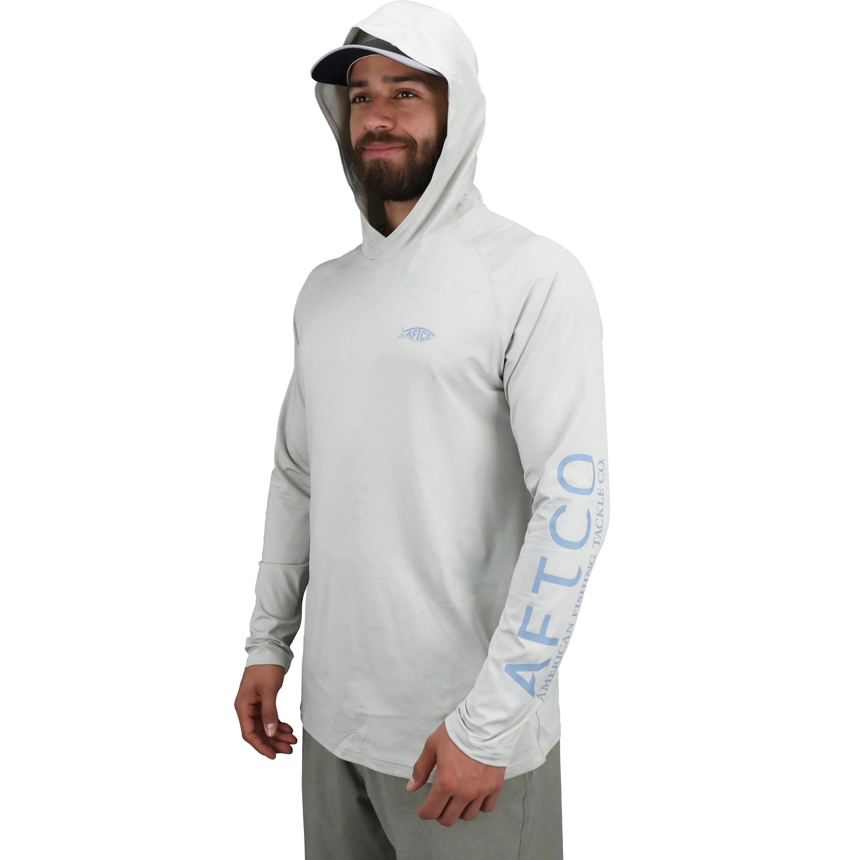 Aftco Samurai Sun Protection Hoodie Shirt - Silver Heather