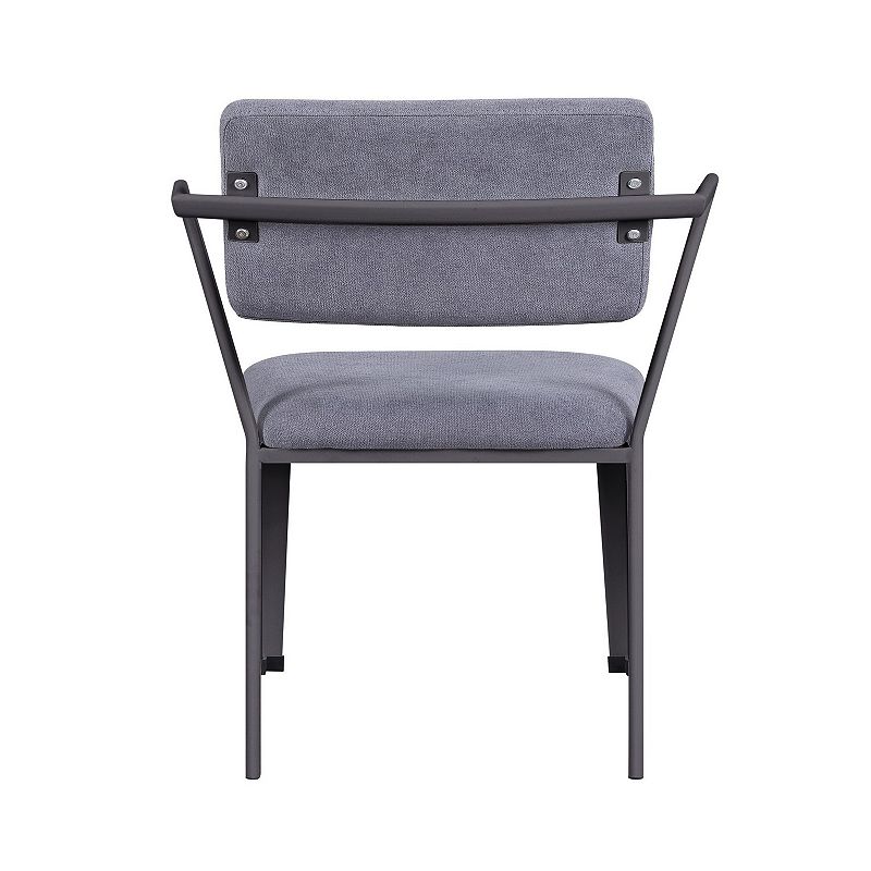 Metal Chair with Fabric Upholstered Seat and Back， Gray