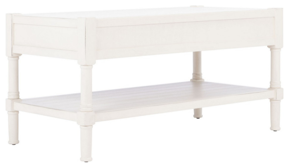 Berta 2 Drawer Coffee Table  Distressed White   Traditional   Coffee Tables   by Rustic Home Furniture Deco  Houzz