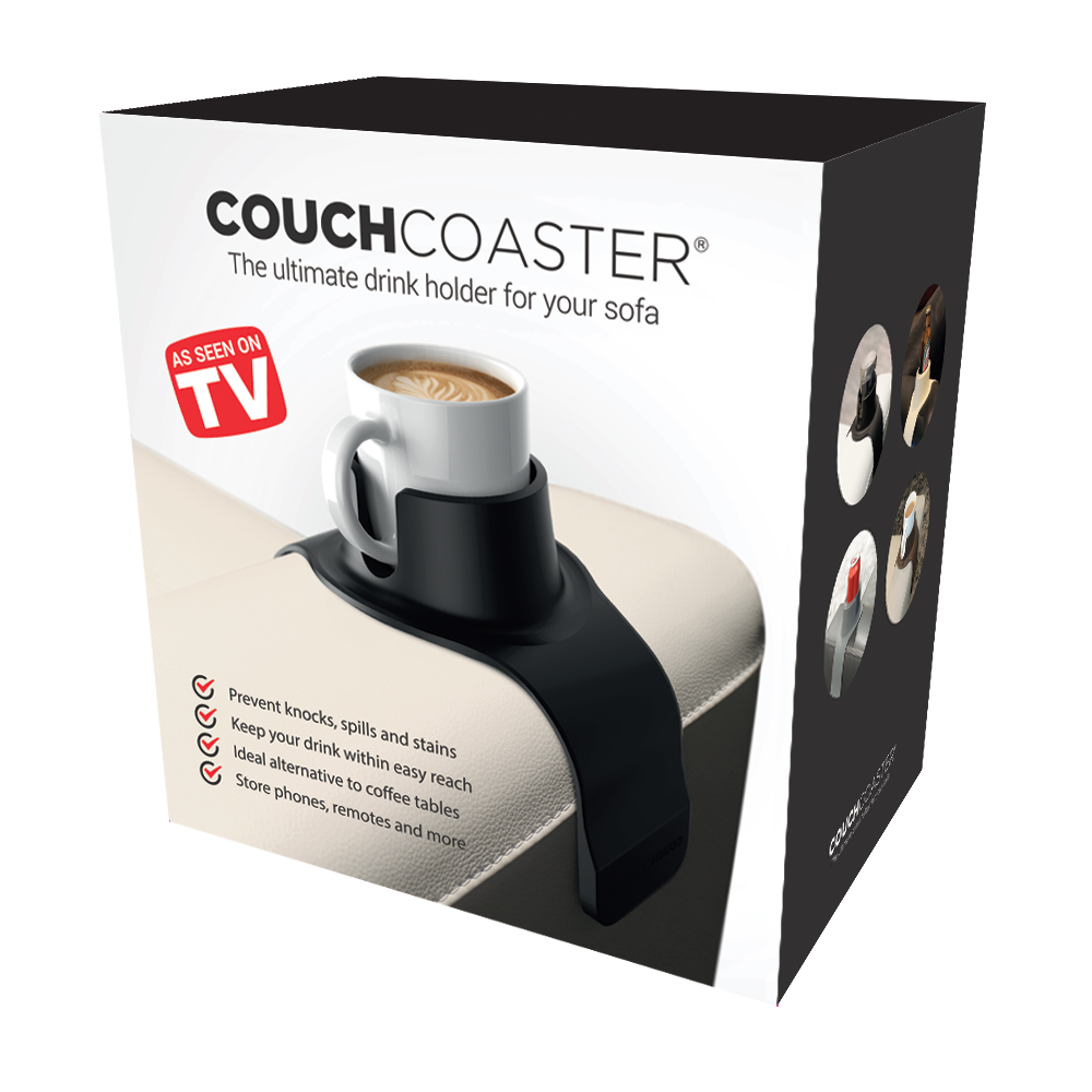 CouchCoaster - The ultimate drink holder for your sofa， Steel Grey