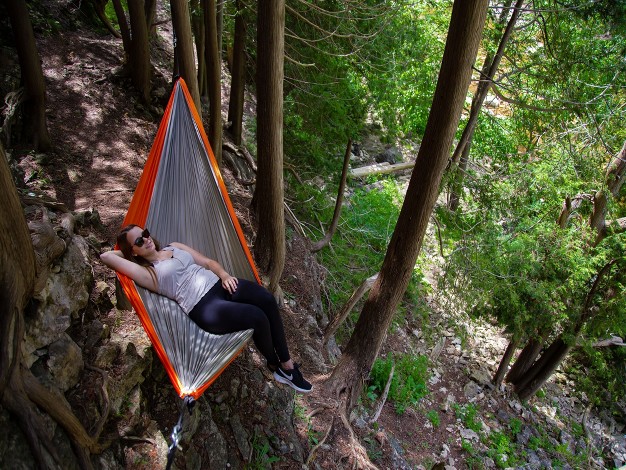 Gray And Orange Heavy Duty Lightweight Traveler s Nylon Hammock