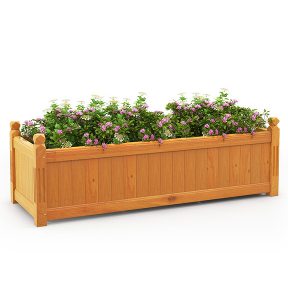 Costway 89213456 Wooden Rectangular Garden Bed wit...