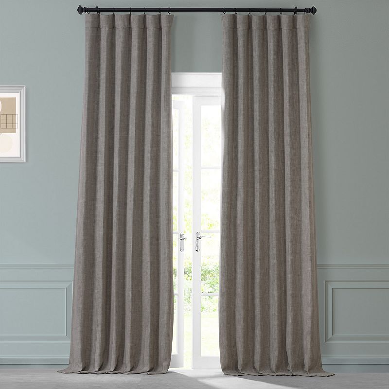 EFF Monochromatic Faux Linen Room Darkening 2-pack Window Curtain Set