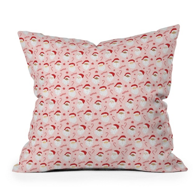 Lathe And Quill Peppermint Santas Square Throw Pillow Pink Deny Designs