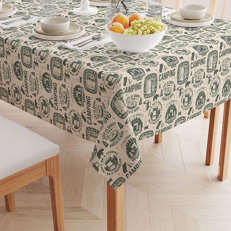 Square Tablecloth， 100% Polyester， 54x54， Camping Adventure