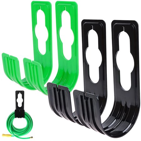 Clearance! JATOK 2-Pack Garden Hose Holder Plastic Wall Mount Heavy Duty Hose Hanger Water Hose Holder Black