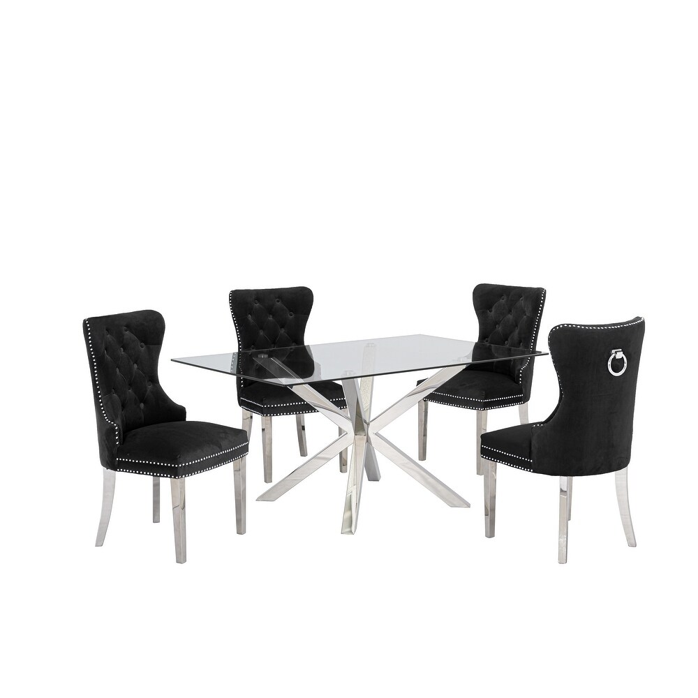 Best Quality Furniture 5 piece Dining Set With Glass Table