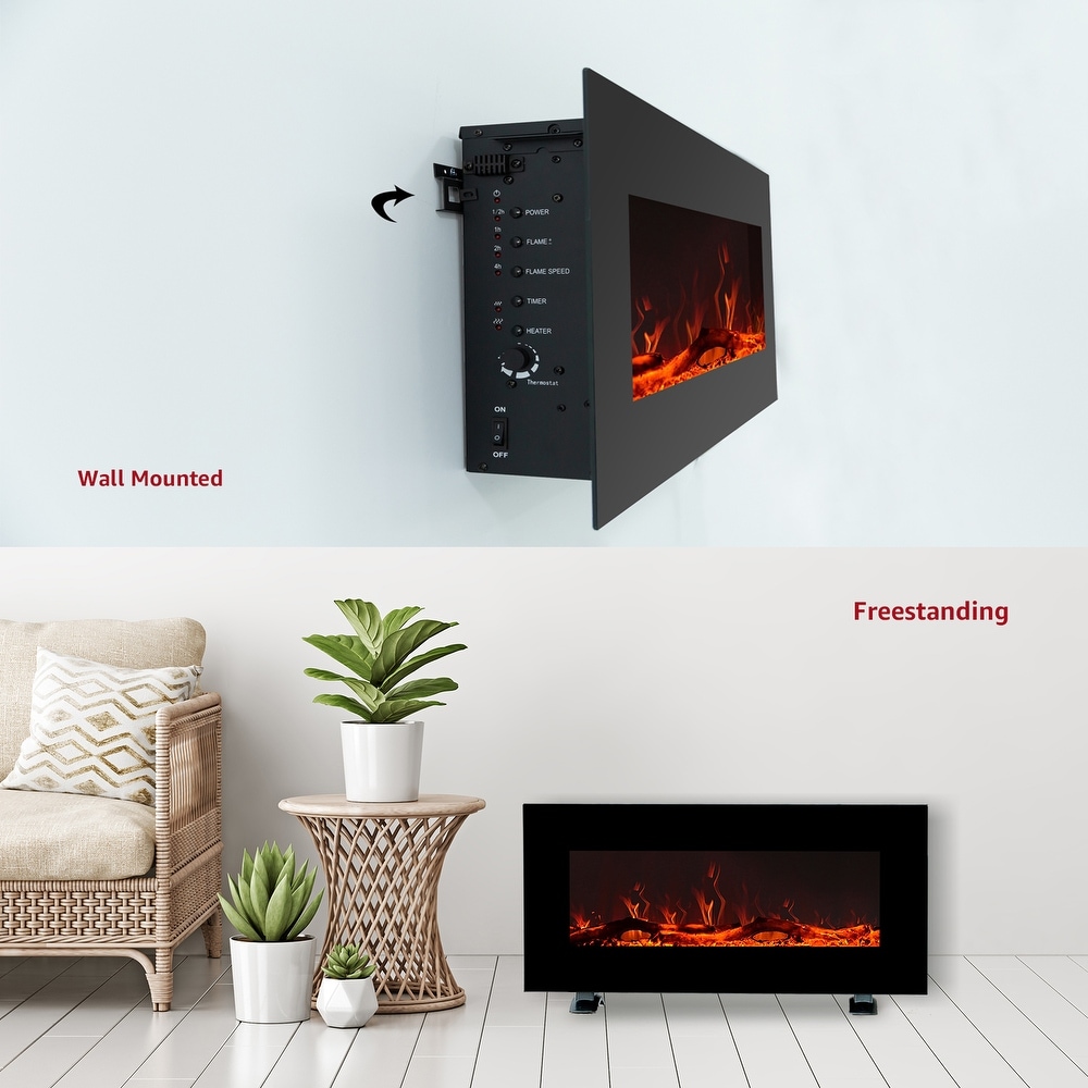 FLAME SHADE Wall Mounted Electric Fireplace Heater with Remote