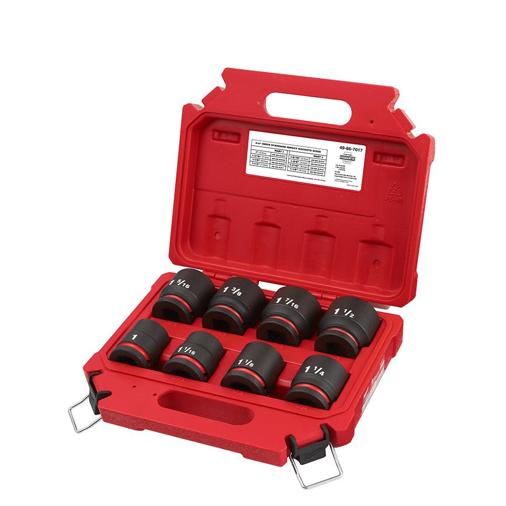 Milwaukee SHOCKWAVE™ Impact Duty™ 3/4 Drive SAE Standard 6 Point Socket Set， 8pc ;