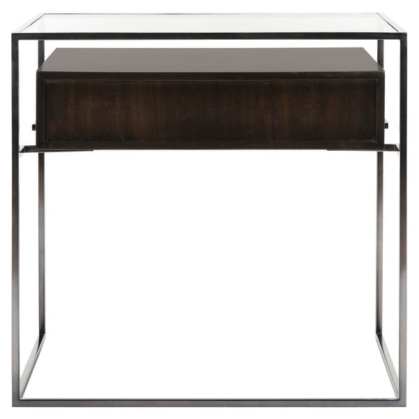 SAFAVIEH Couture High Line Collection Modern Caelan Glass Brown Accent Table - 23.5