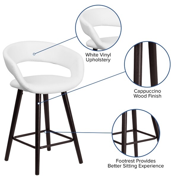 Brynn Series 23.75'' High Contemporary Cappuccino Wood Counter Height Stool in Brown Vinyl