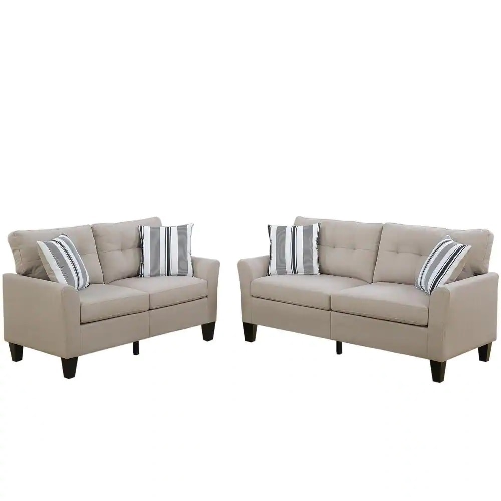 Upholstery 2 Piece Sofa Set with Wood Legs