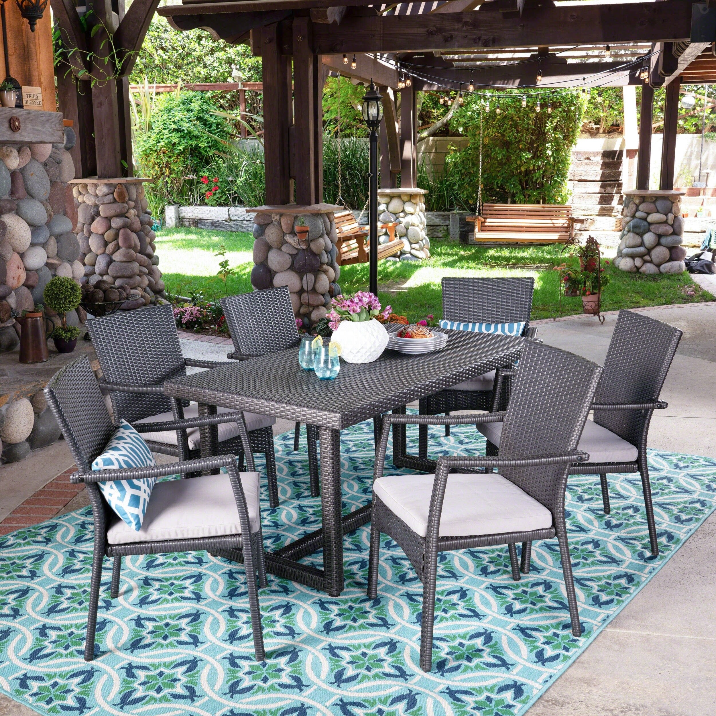 Westley Outdoor 7 Piece Wicker Dining Set by Christopher Knight Home - Overstock - 21802488