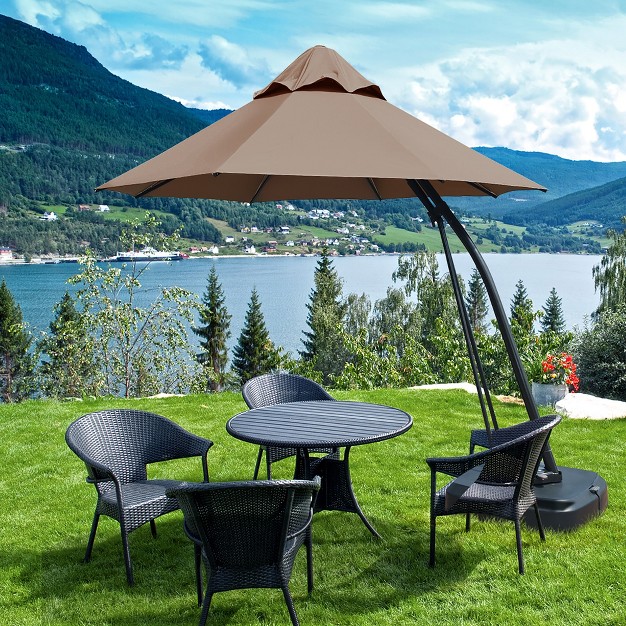 Costway 11ft Outdoor Cantilever Offset Hanging Umbrella W Base Wheel