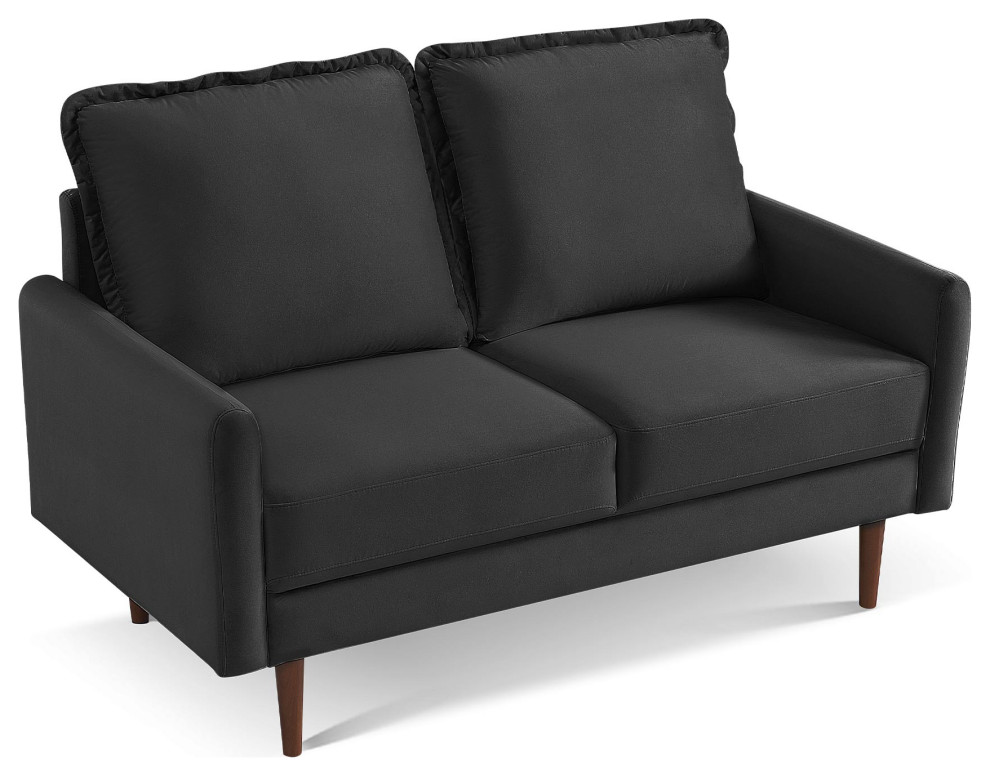 38.6H x 56.7W x 31.5D Blue Velvet Upholstered Loveseat   Midcentury   Loveseats   by IDEAZ International  LLC  Houzz