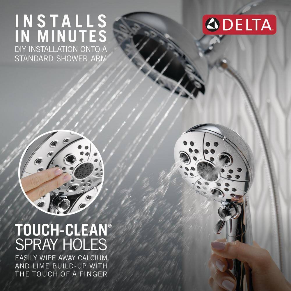 Delta In2ition 5-Spray Patterns 2.5 GPM 6.88 in. Wall Mount Dual Shower Heads in Lumicoat Chrome 58480-PR25-PK