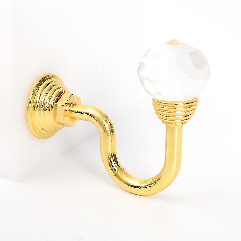 4 Pcs Clear Crystal Curtain Tiebacks Wall Mount Multi-purpose Hook Wall Hook With Screw Gold