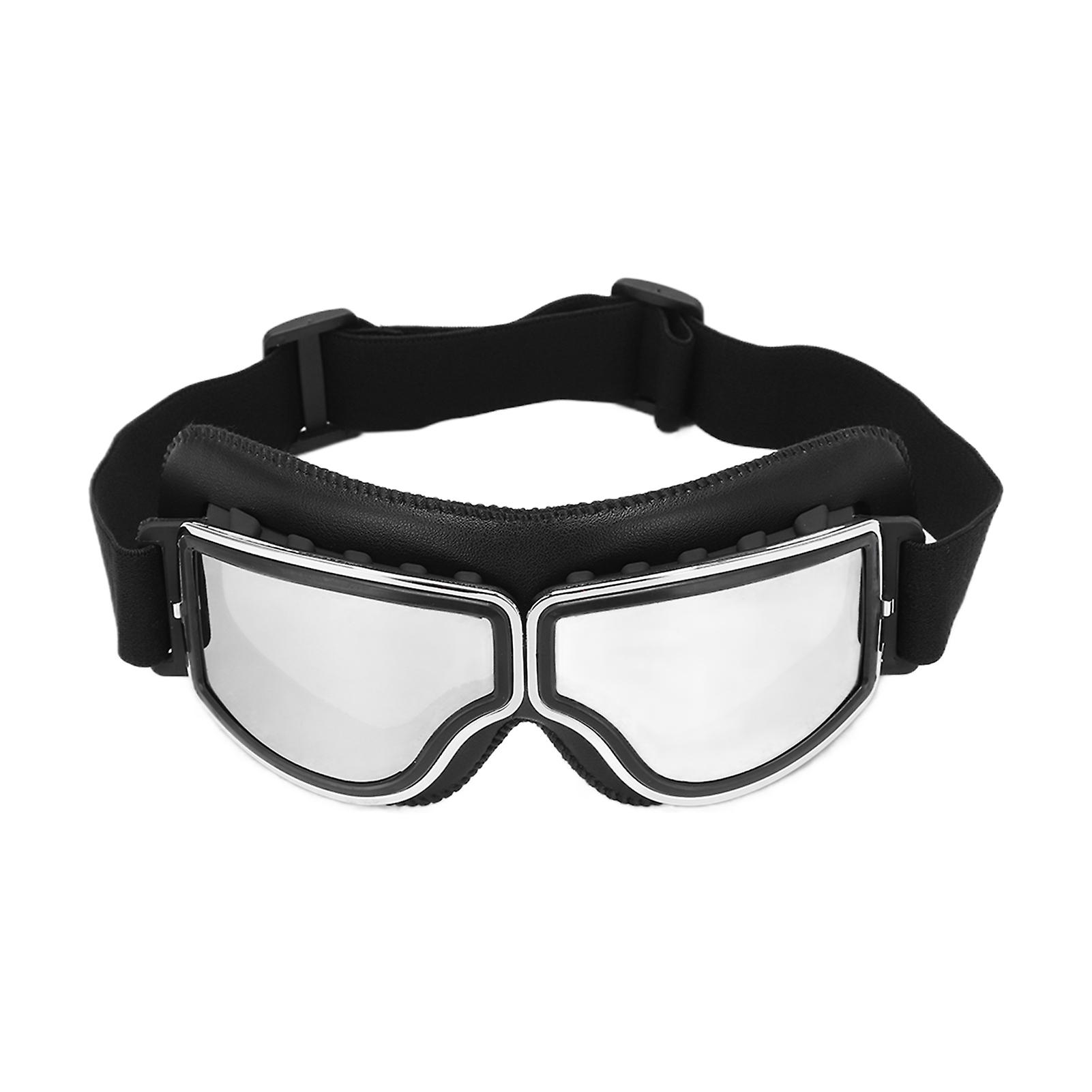 Wind Sand Protection Motorcycle Glasses Adjustable Tightness Outdoor Motocross Gogglesblack Frame Silver Lens