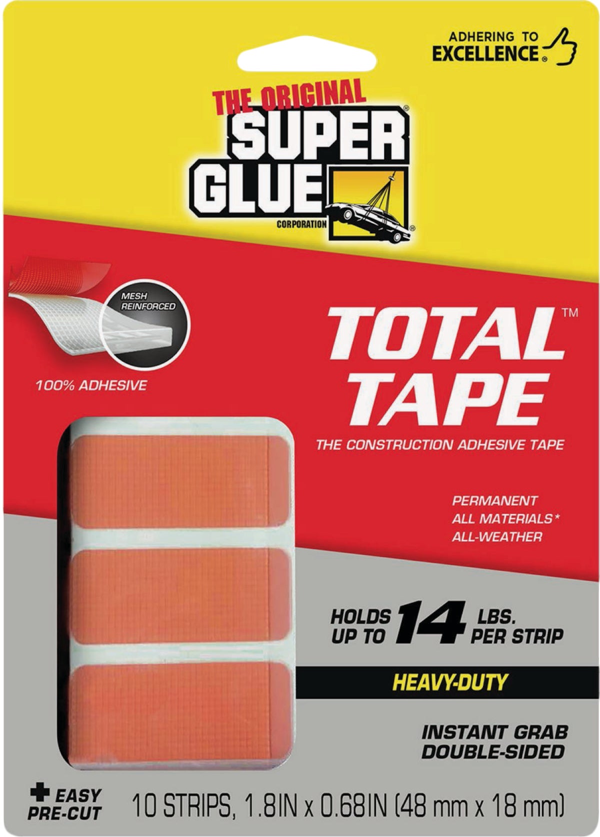 Super Glue Total Tape Mounting Strips 14 Lb. Red